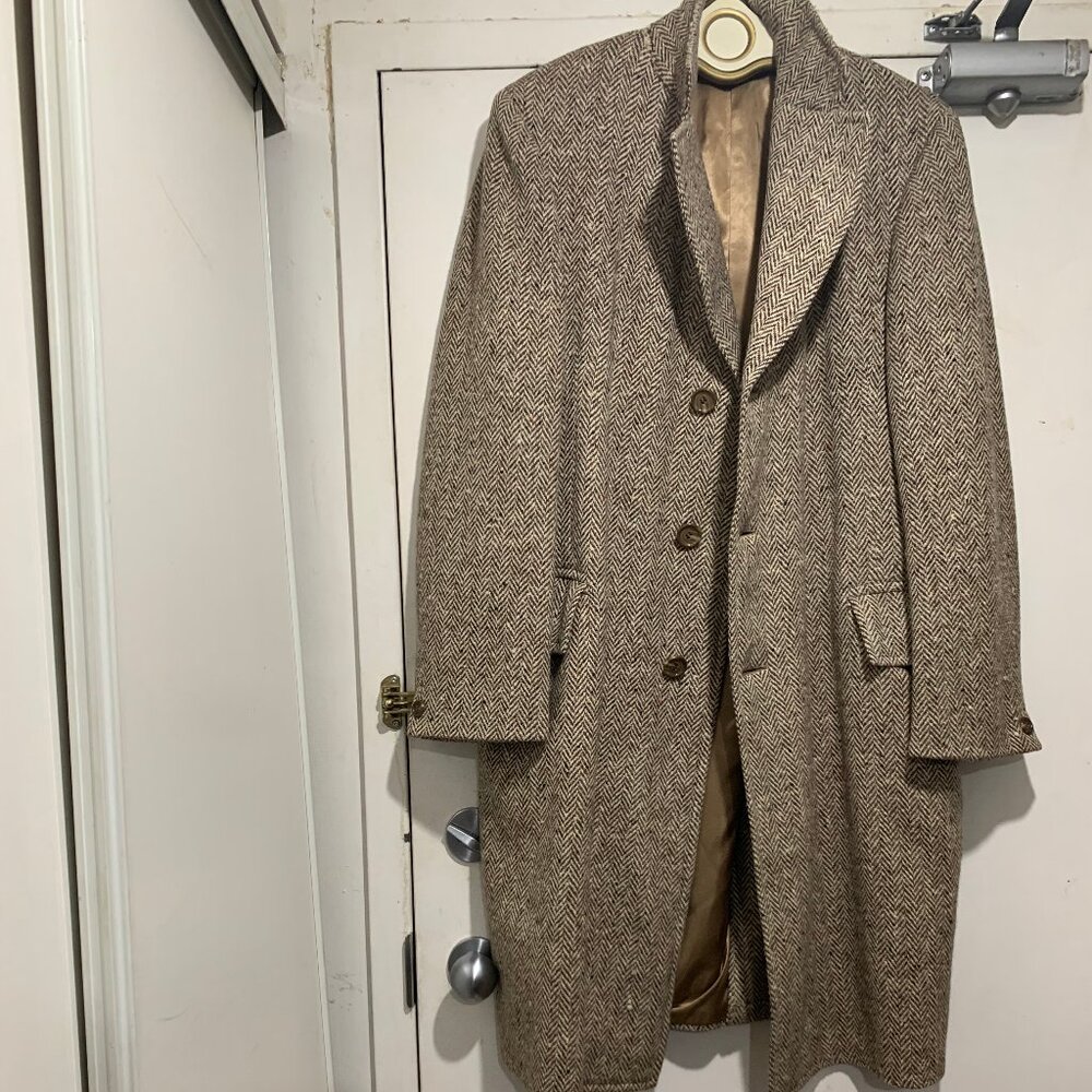 VINTAGE SIMPSONS THE STORE FOR MEN TWEED TRENCH COATS SIZE L/XL - Picture 5 of 12